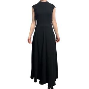 The Row Erscher Cady Maxi Dress size 0 Black Cap Sleeve Pockets